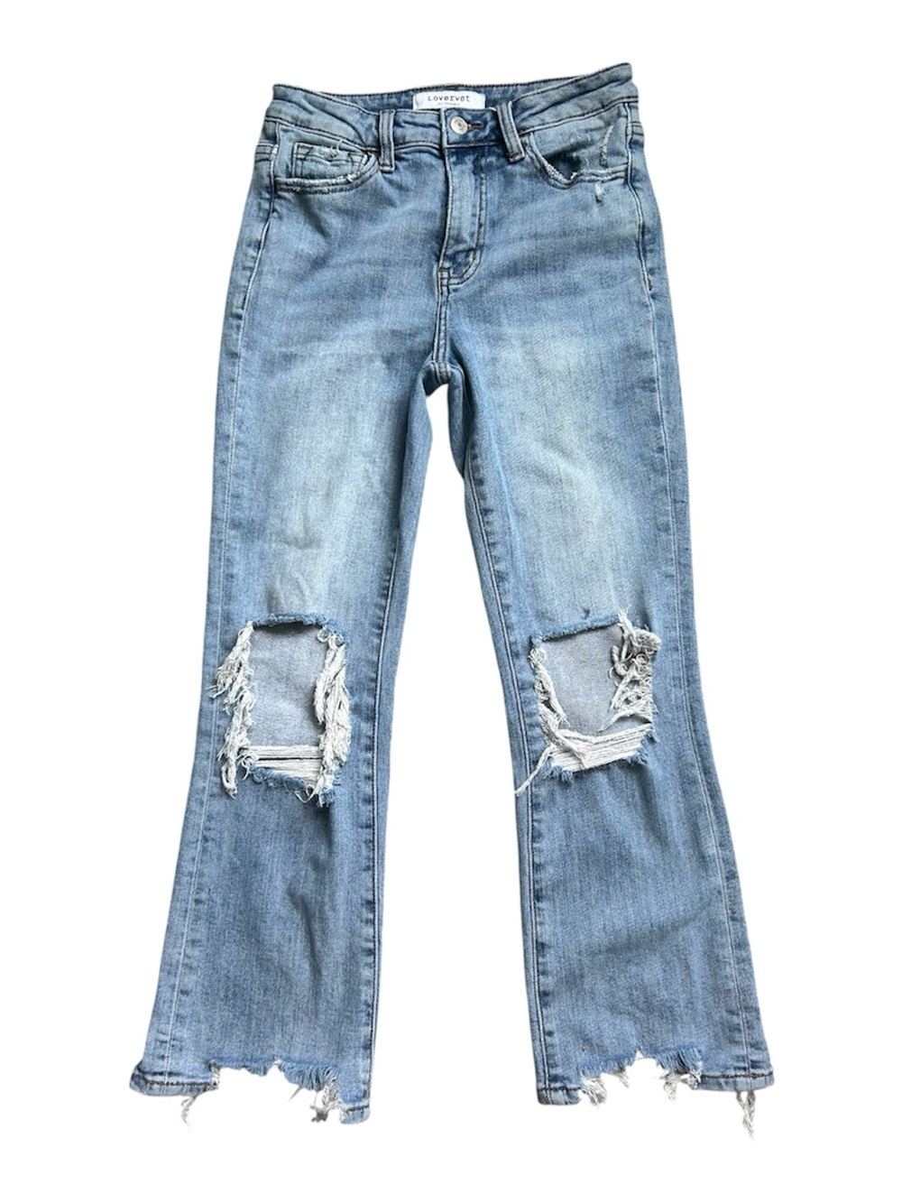 Lovervet by Vervet Distressed Cropped Mini Flate Jeans size 26/3